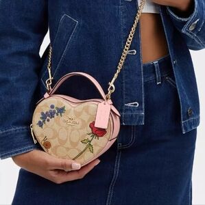 Coach X Observed By Us Heart Crossbody In Signature Canvas With Print